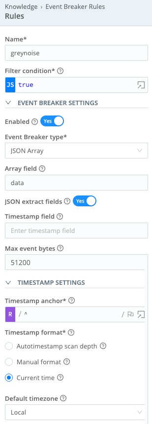 Event Breaker configuration
