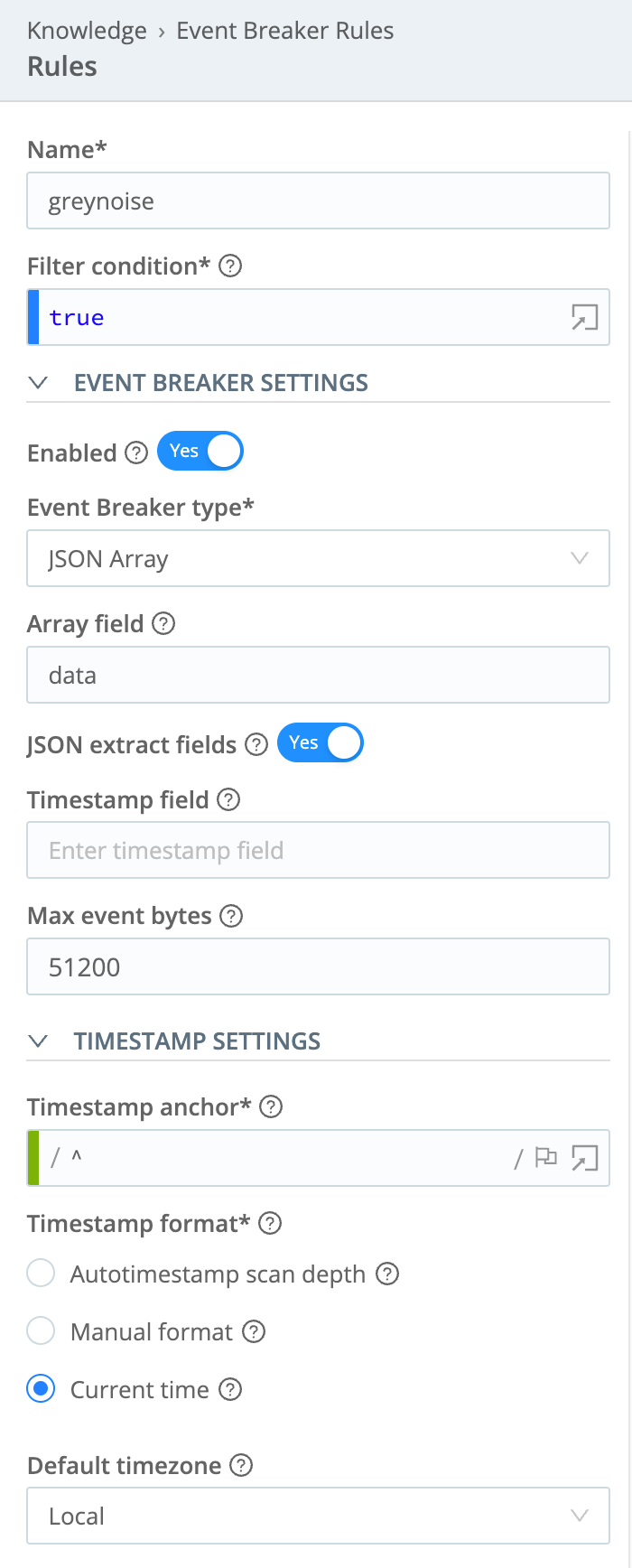 Event Breaker configuration