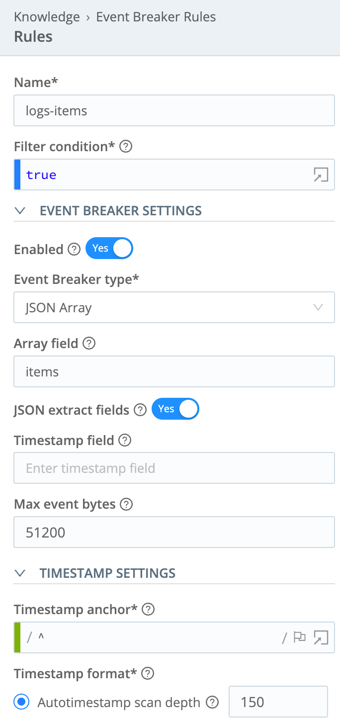 Event Breaker configuration