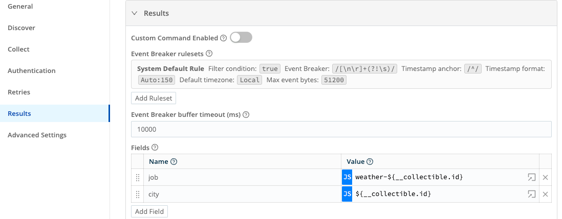 Fields configuration