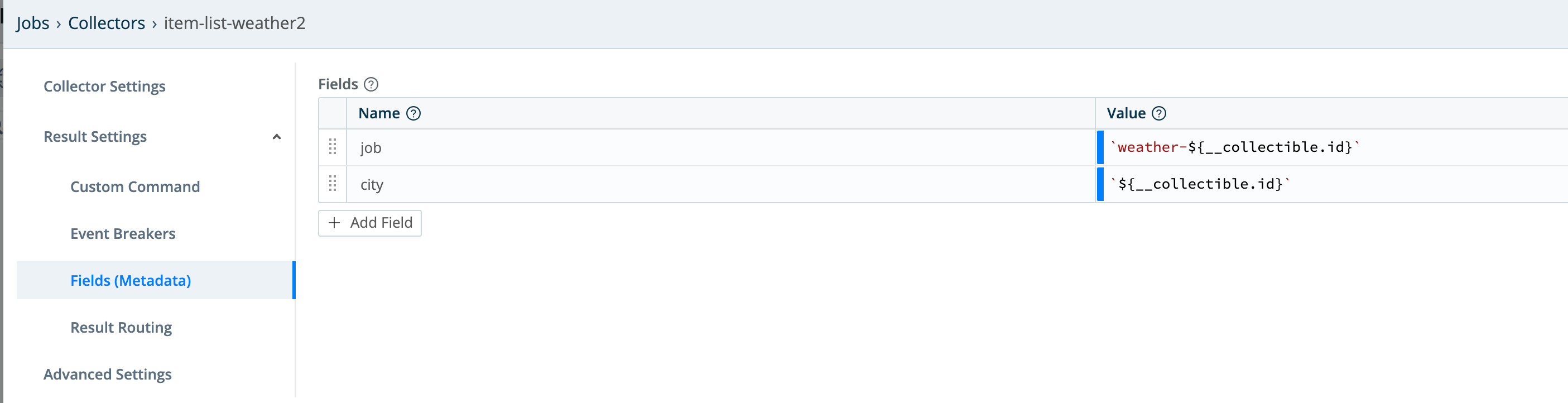 Fields (Metadata) configuration