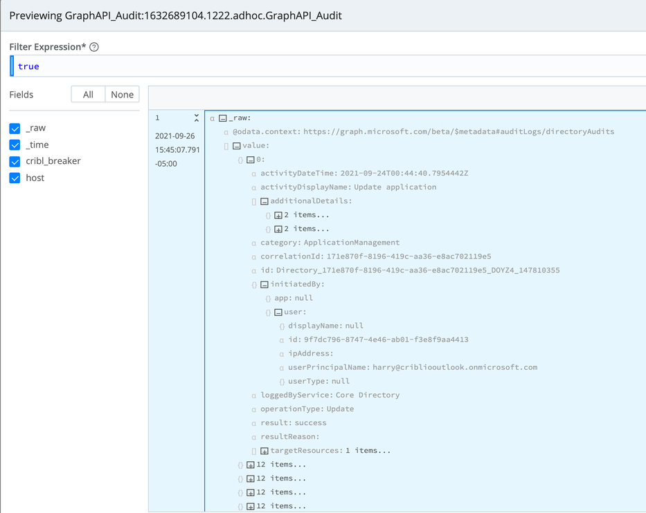 Audit Logs data in original form