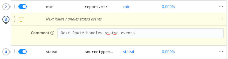 Comments make the Routing table self-documenting