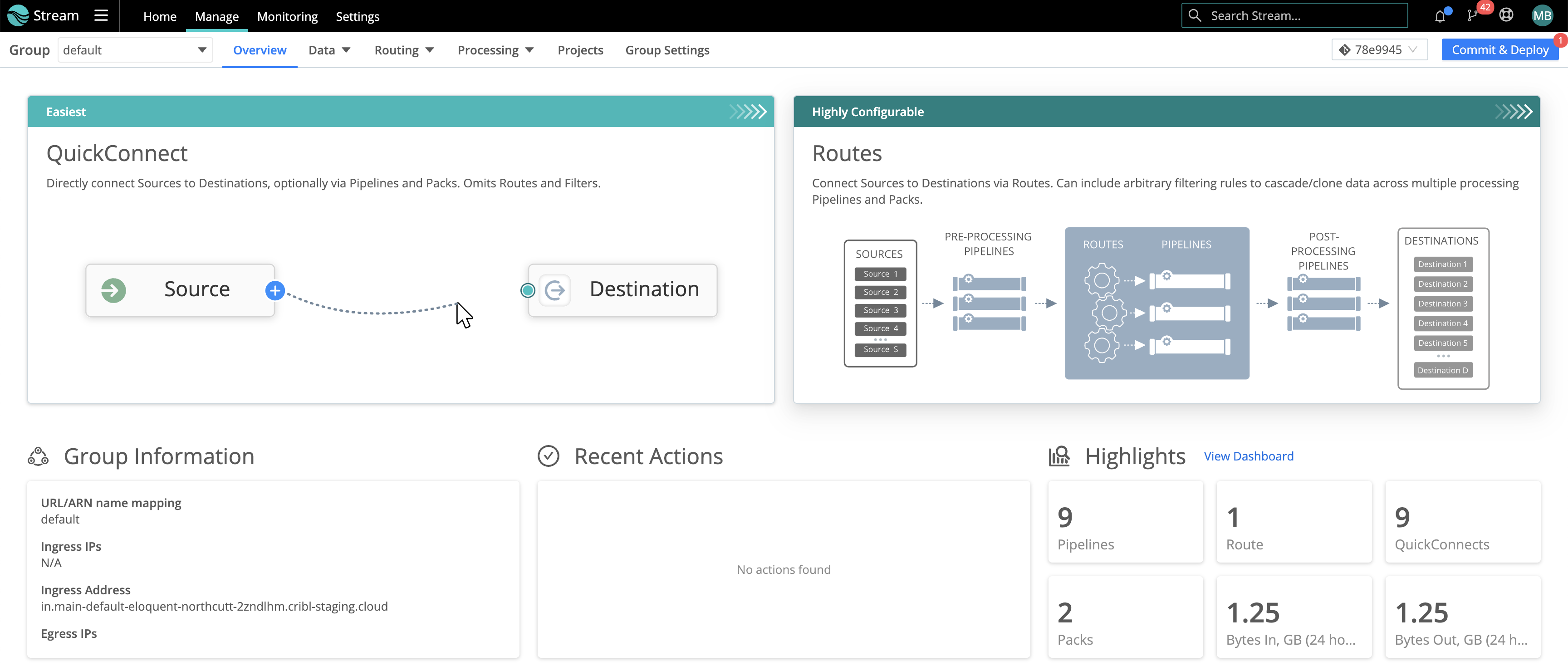 Commit and Deploy controls per Worker Group, at upper right