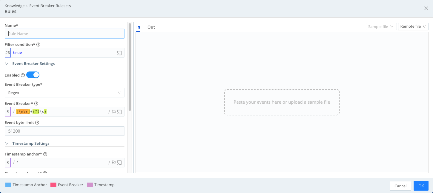 Adding a new Event Breaker rule