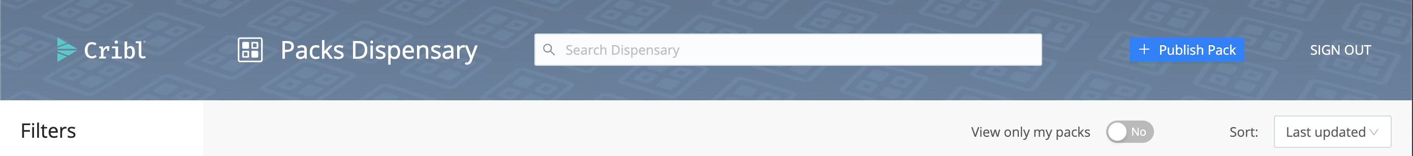 Packs Dispensary™: Signed-in view