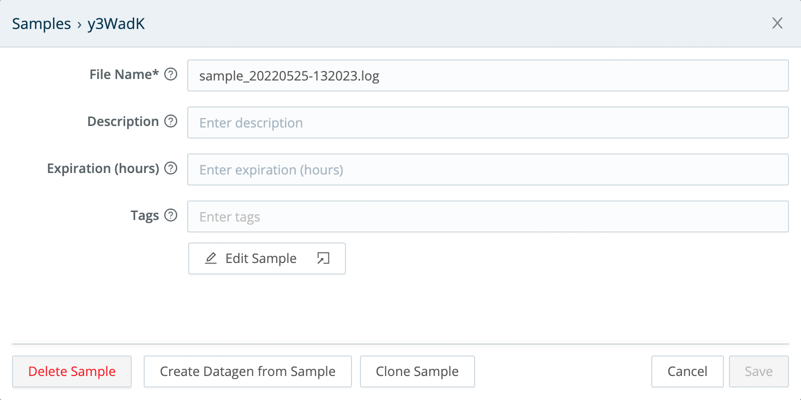 Options for modifying a sample