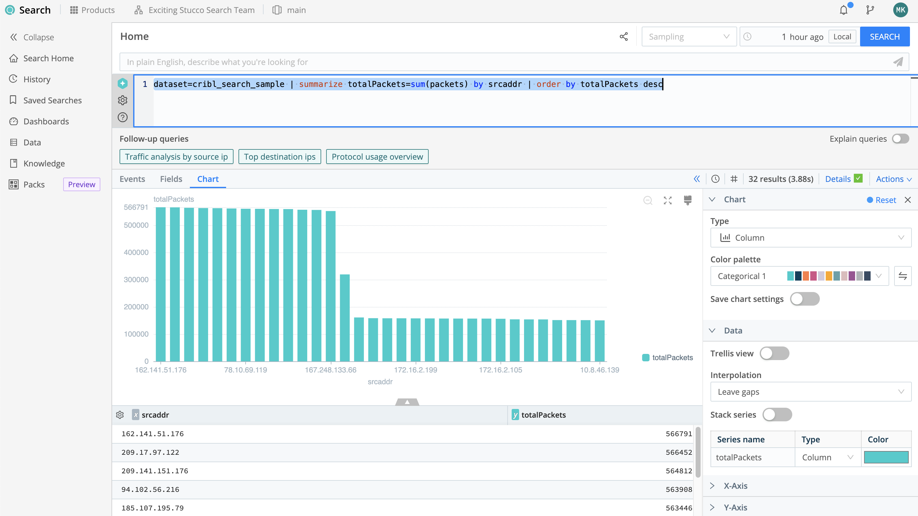 Suggested query after selection