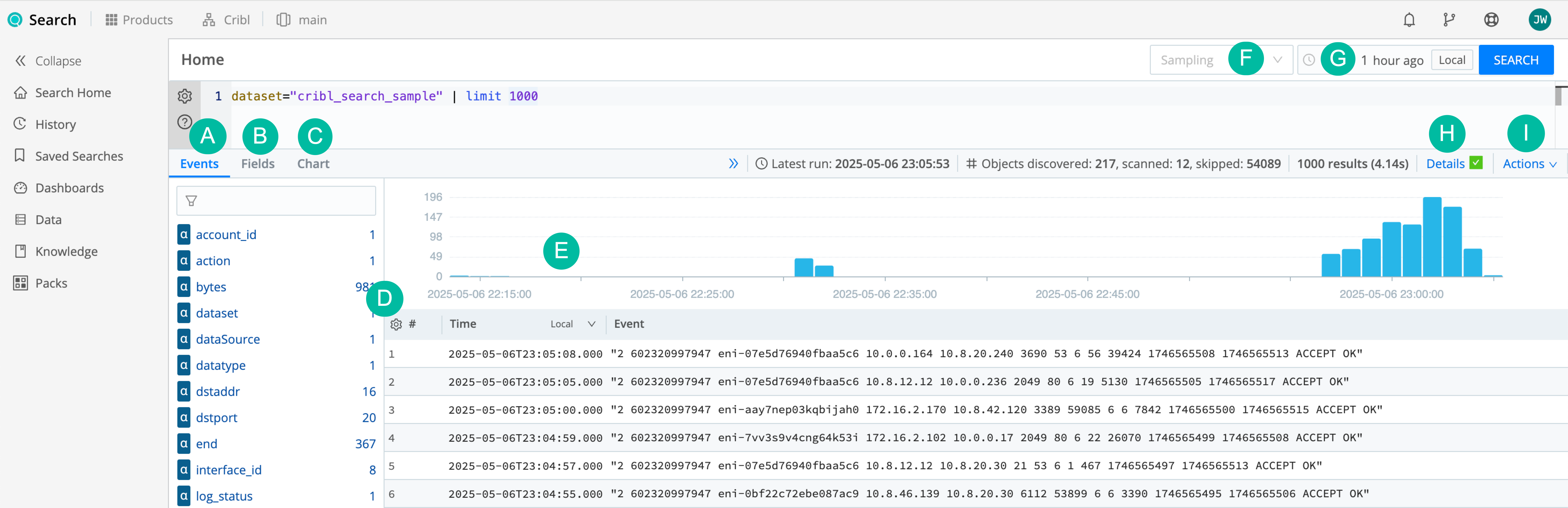 Search Home, after running a search