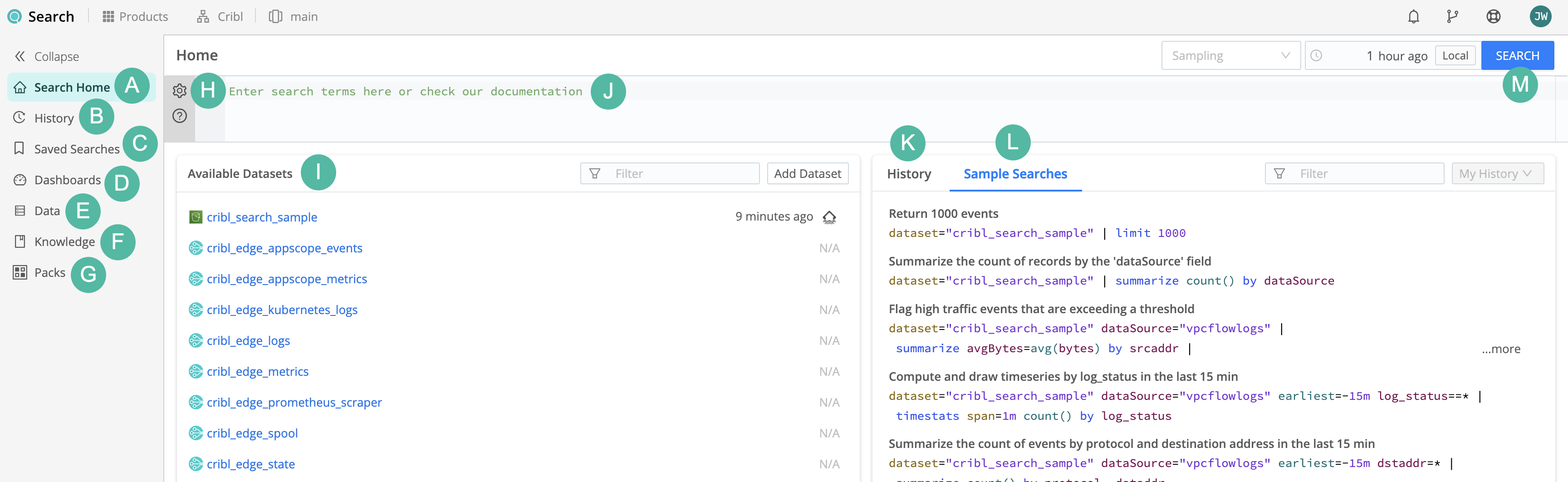 Search Home, before running a search
