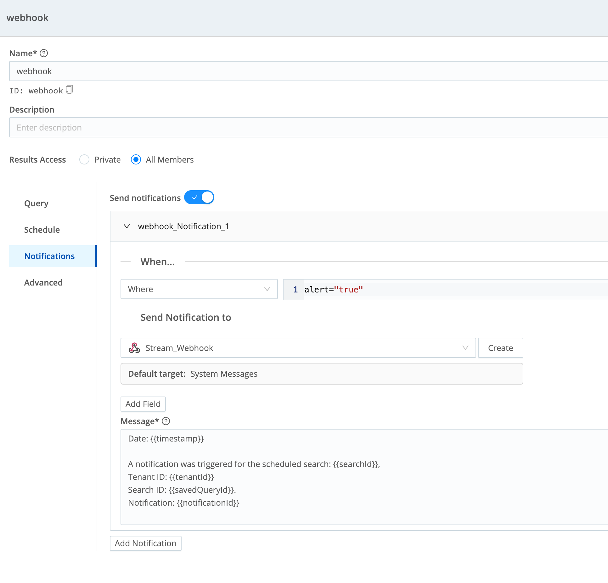Specifying the Notification