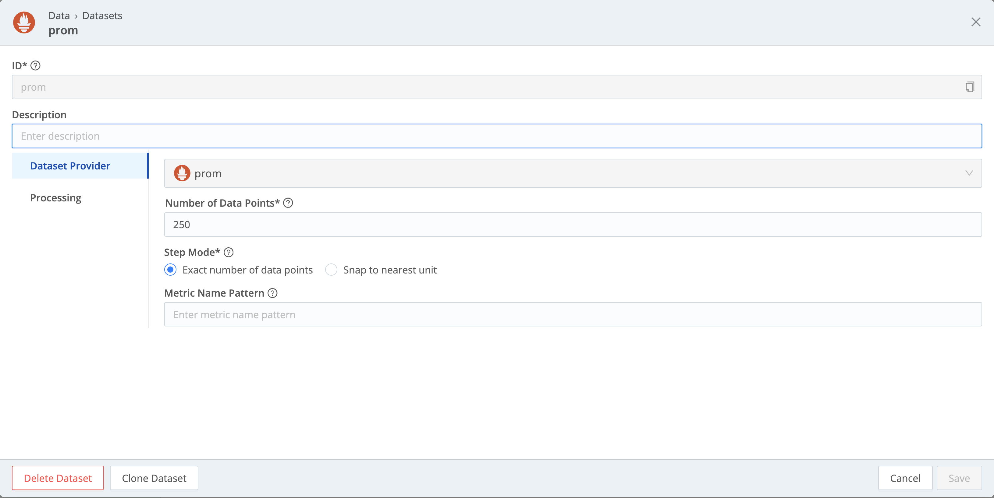 Configuring the number of data points returned