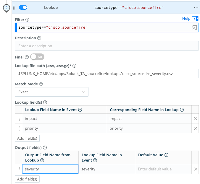 Lookup Function to add severity field