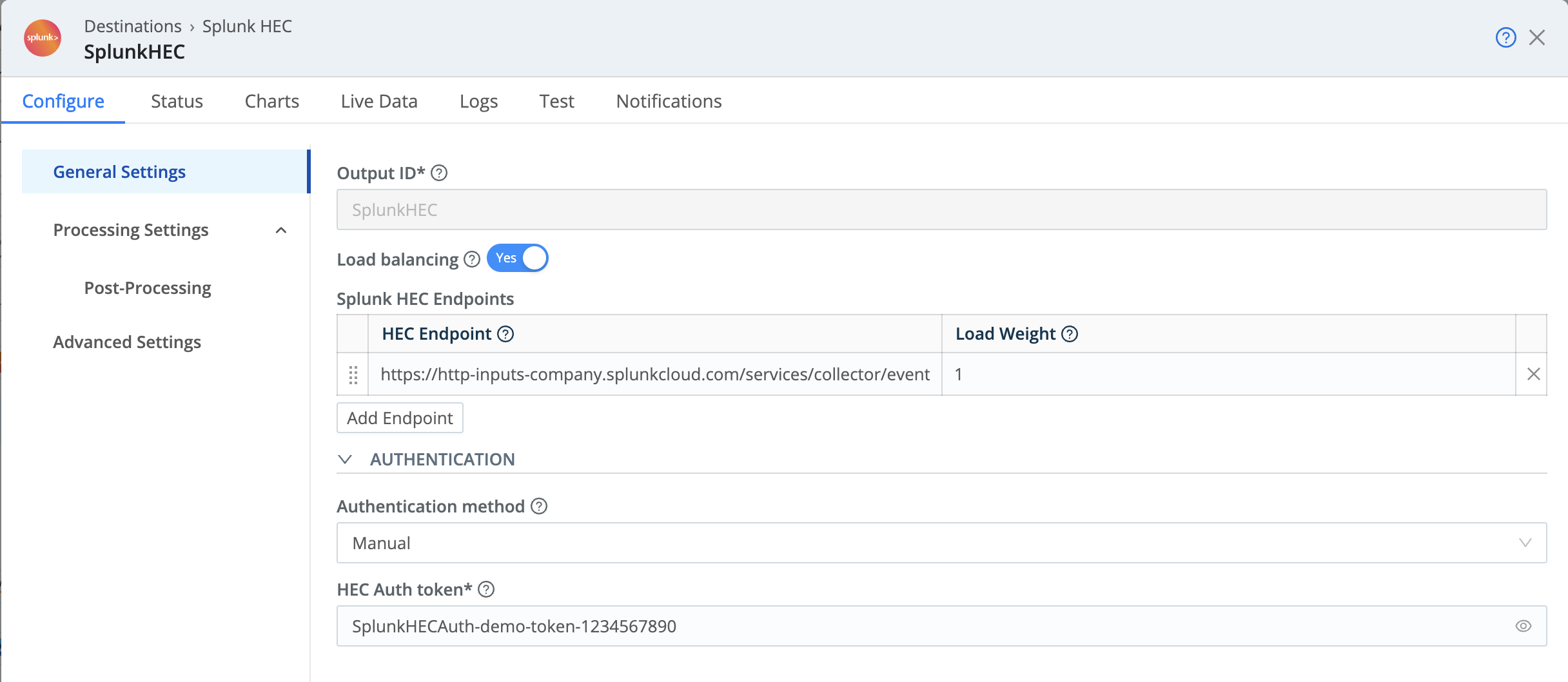 Populating General Settings with values from Splunk