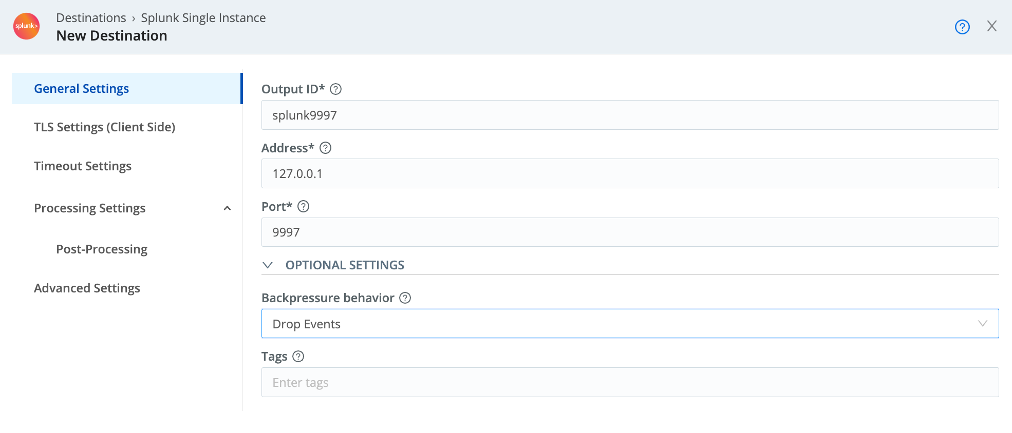 A glorious spoofed Splunk Destination config
