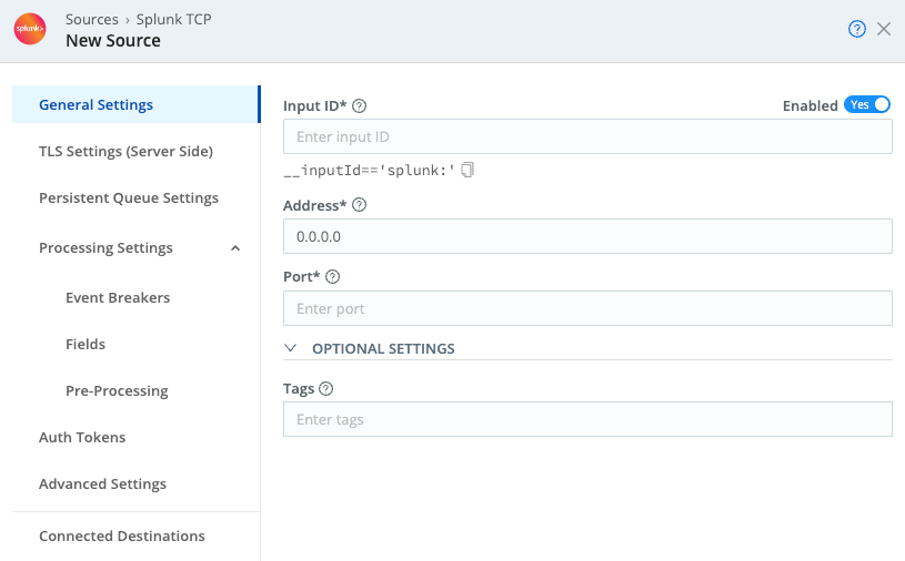 Splunk Source configuration