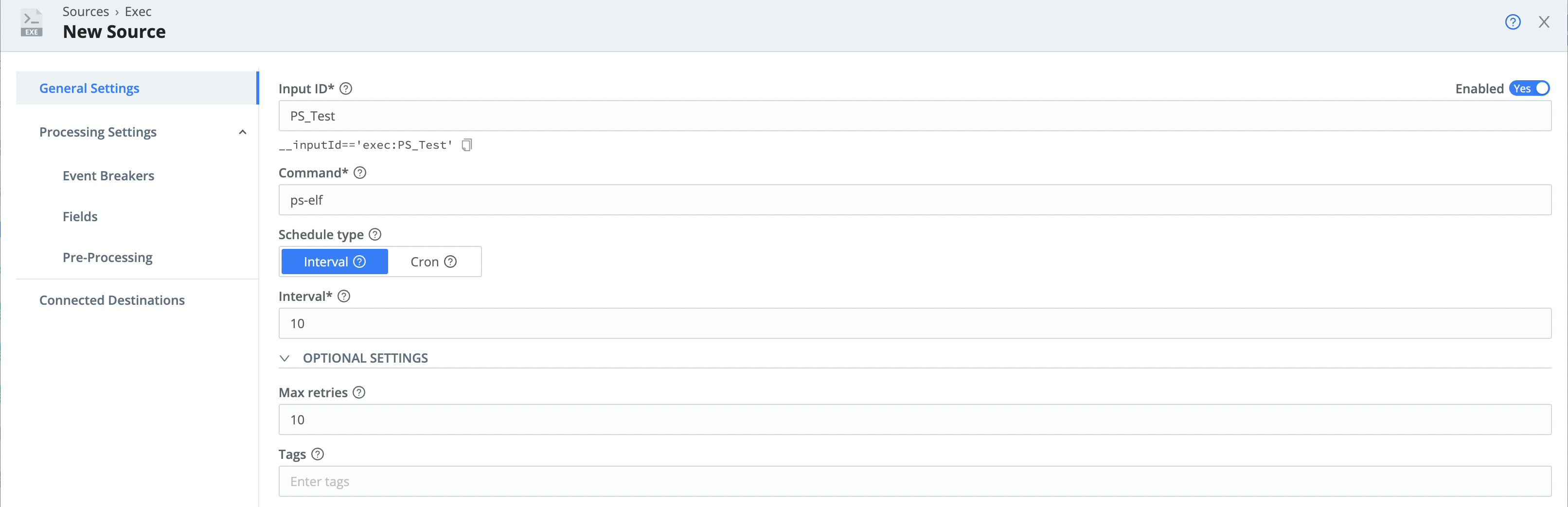 Configuring an Exec Source