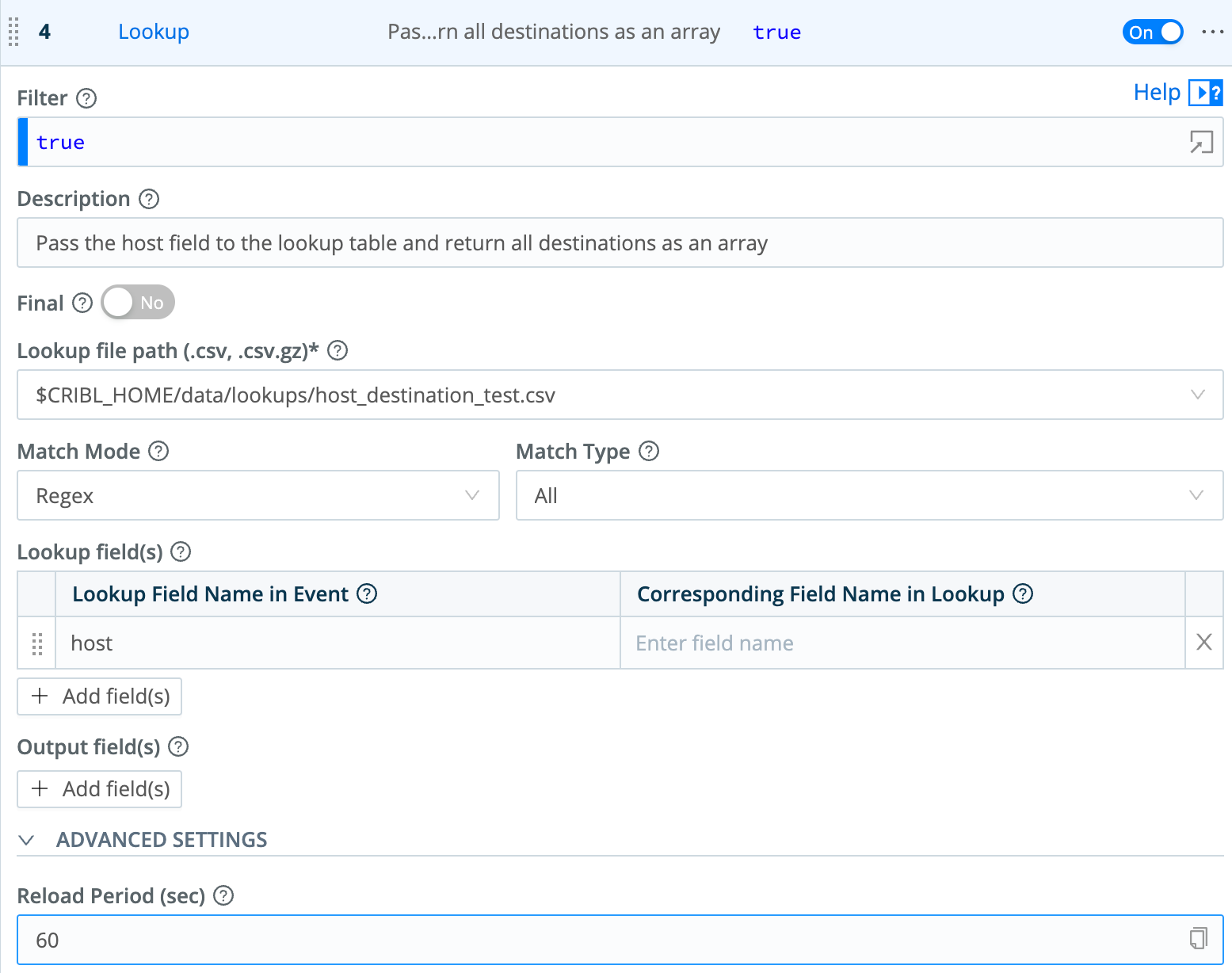 Lookup Function&rsquo;s configuration