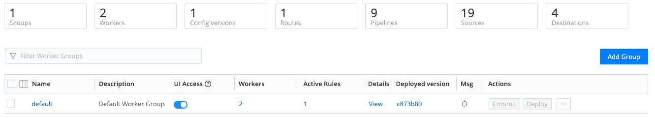 UI for multiple Worker Groups