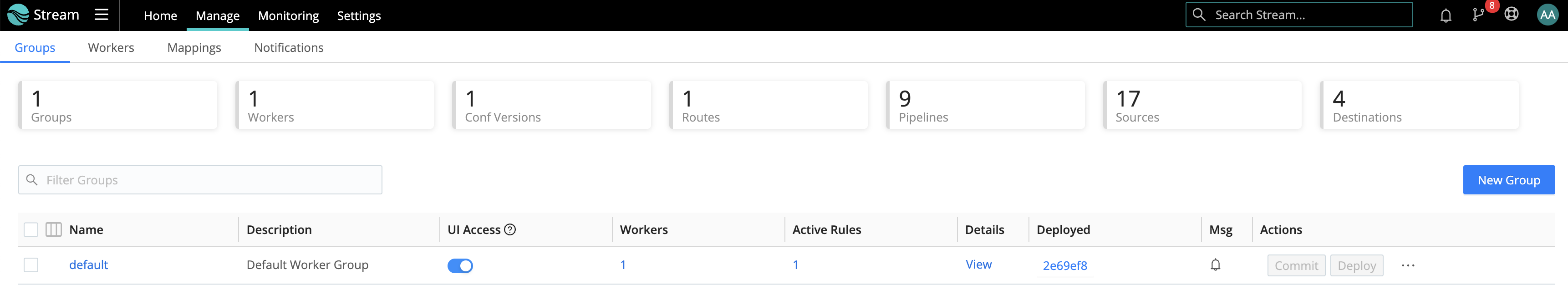 UI for multiple Worker Groups