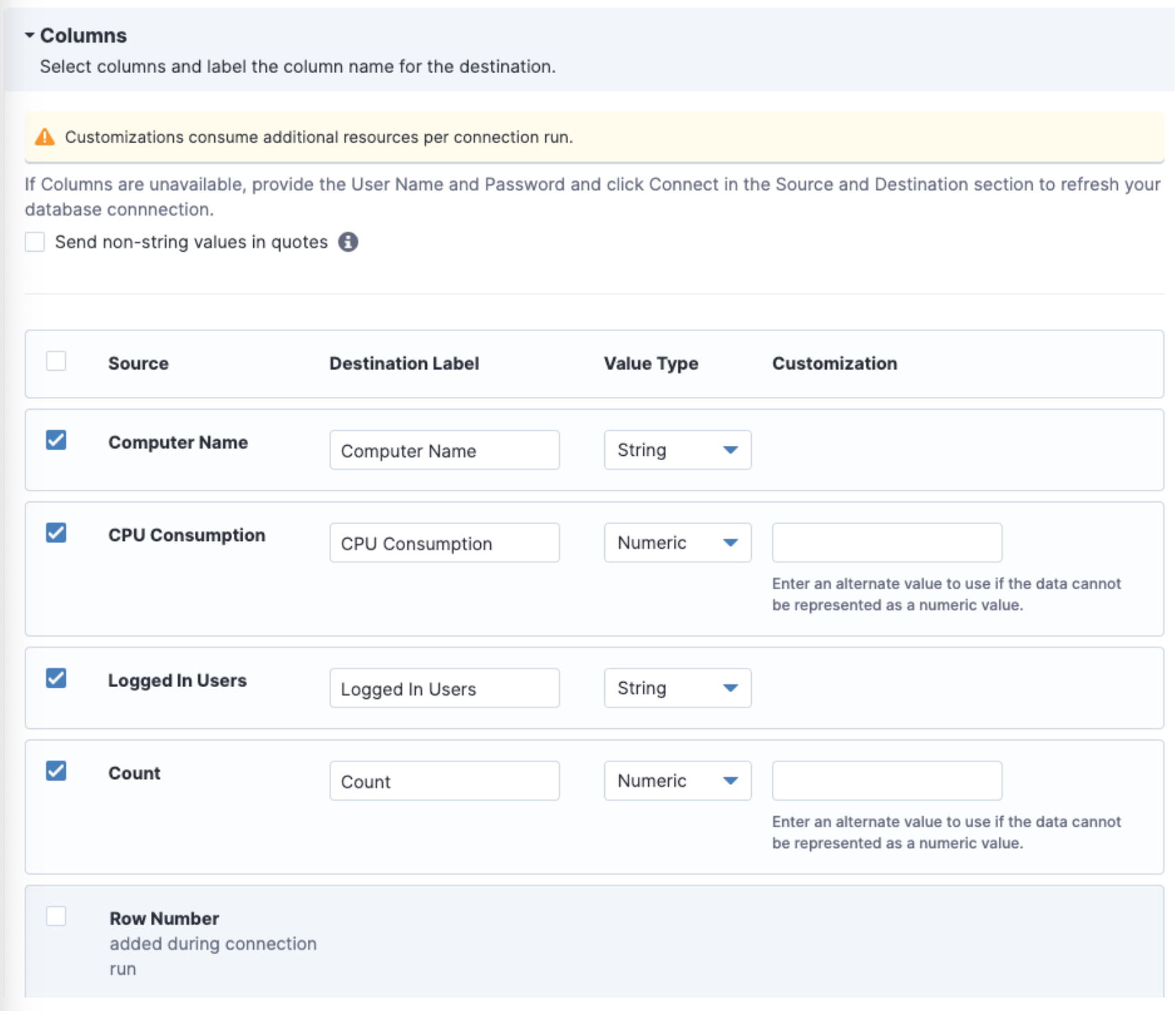 Configure your columns