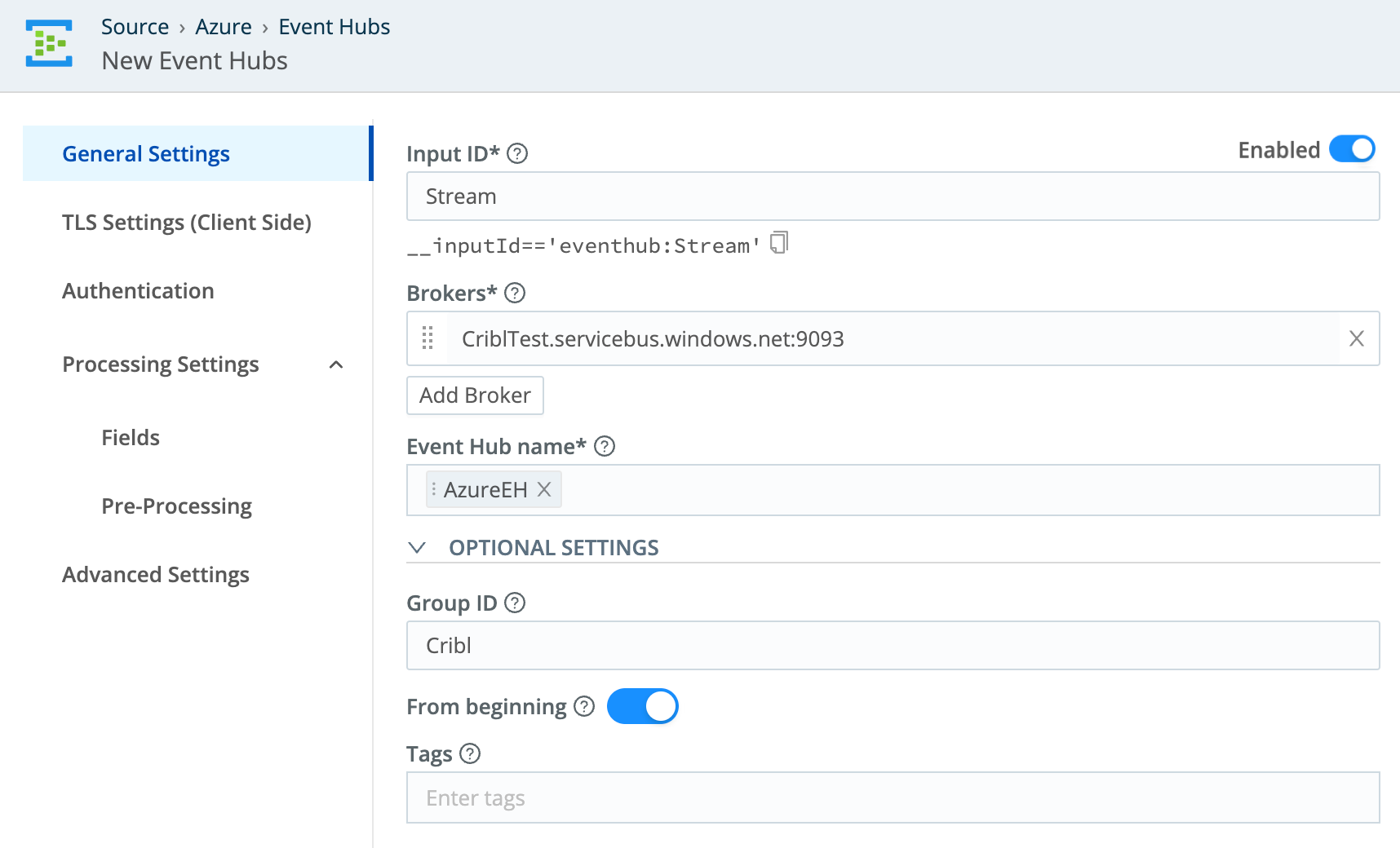 The General Settings tab