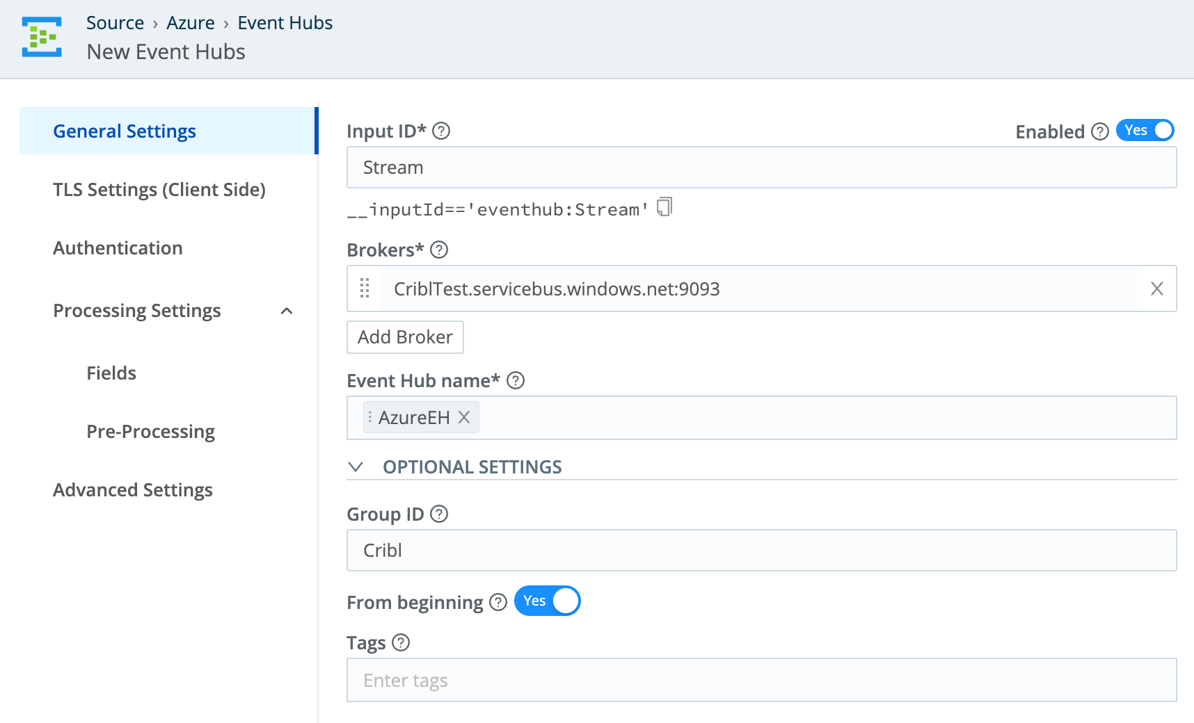 The General Settings tab