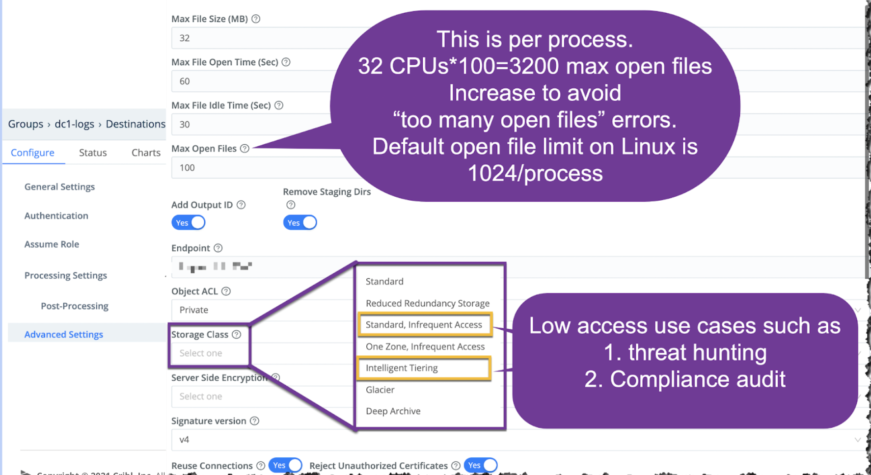Configuring S3 Destination Settings