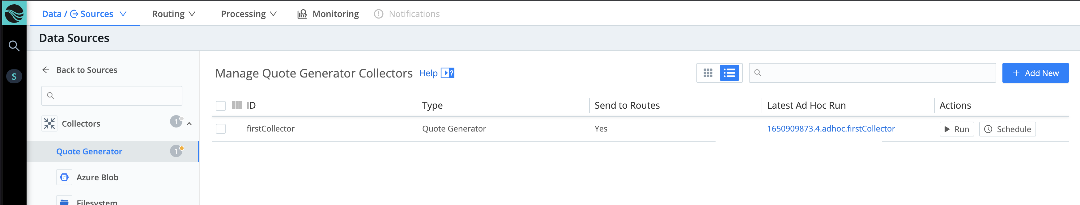 Latest Ad Hoc Run column