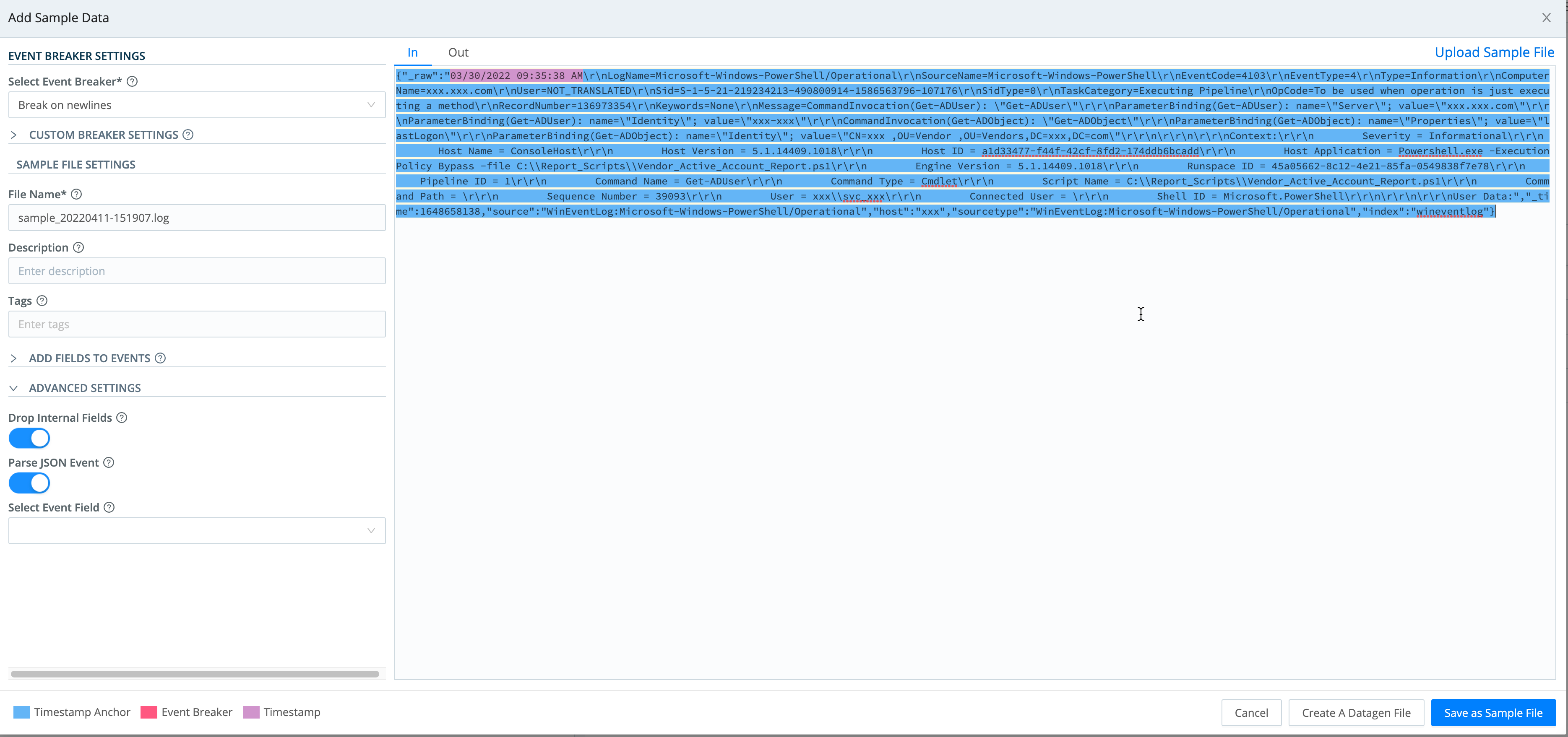Saving captured data