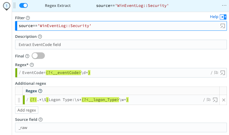 Regex Function on Pipeline