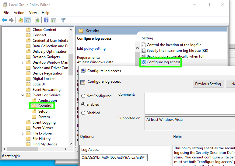 Configuring log access