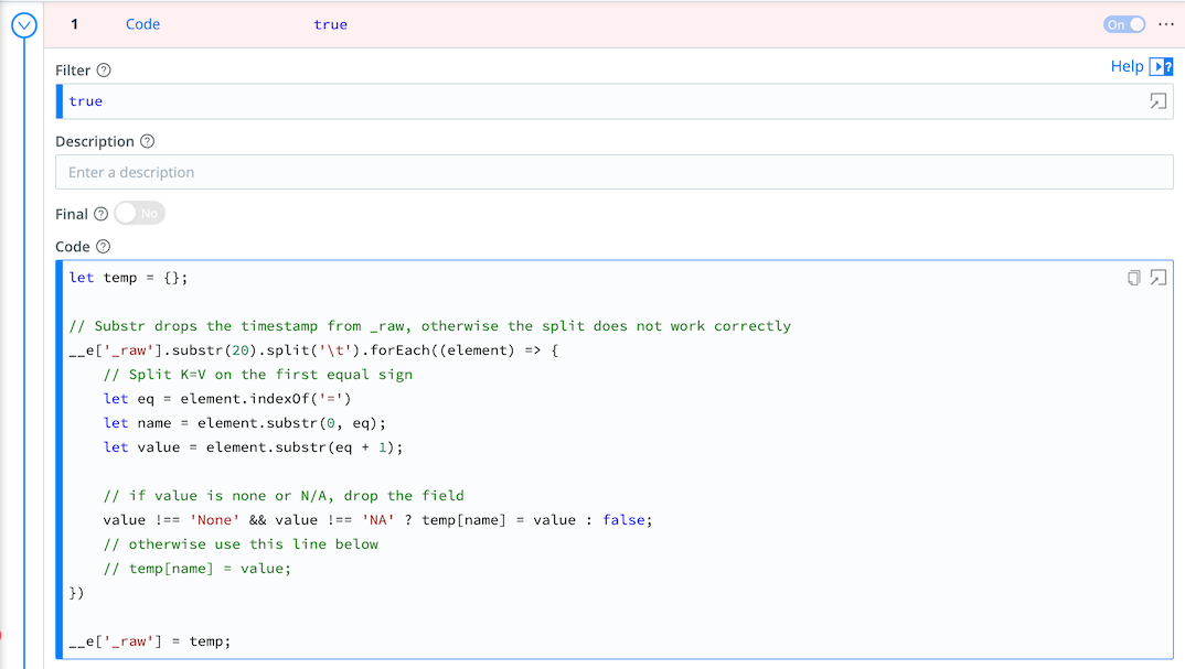 Parsing with a Code Function
