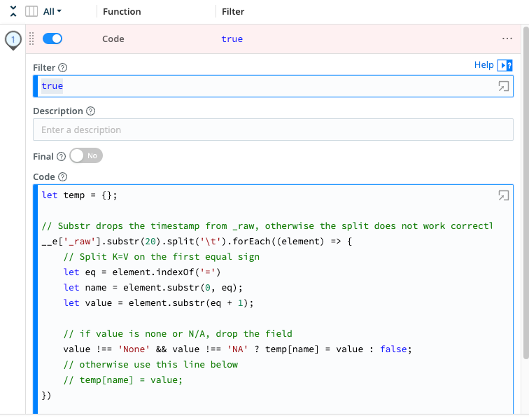 Parsing with a Code Function