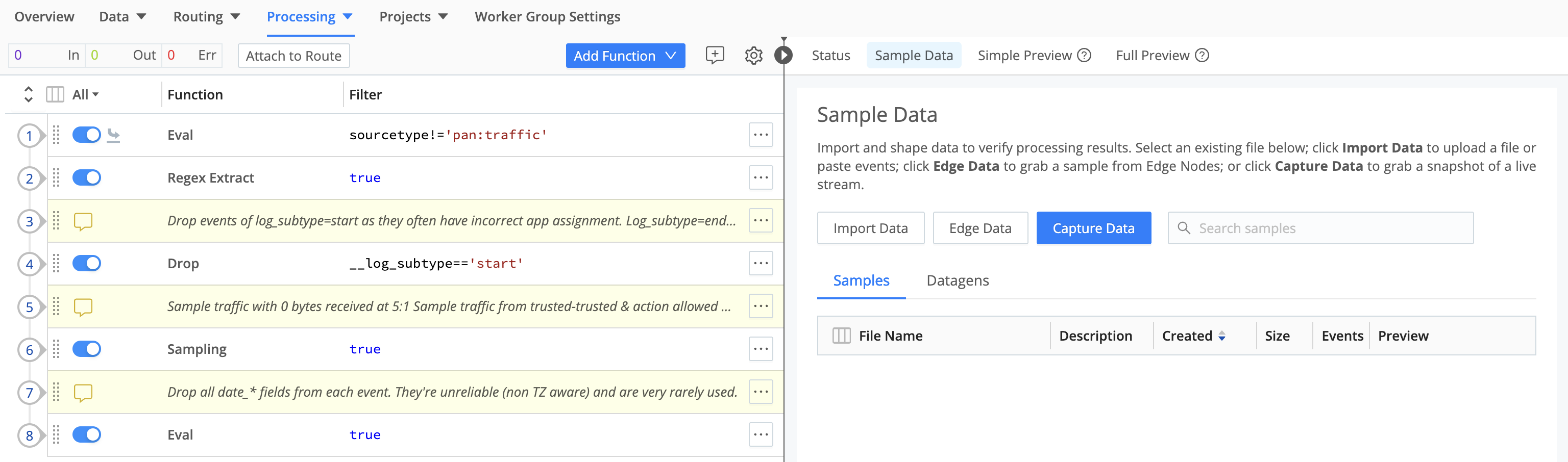 A Pipeline’s Functions stack
