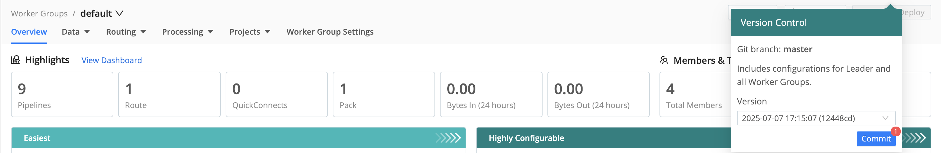 Committing a configuration change