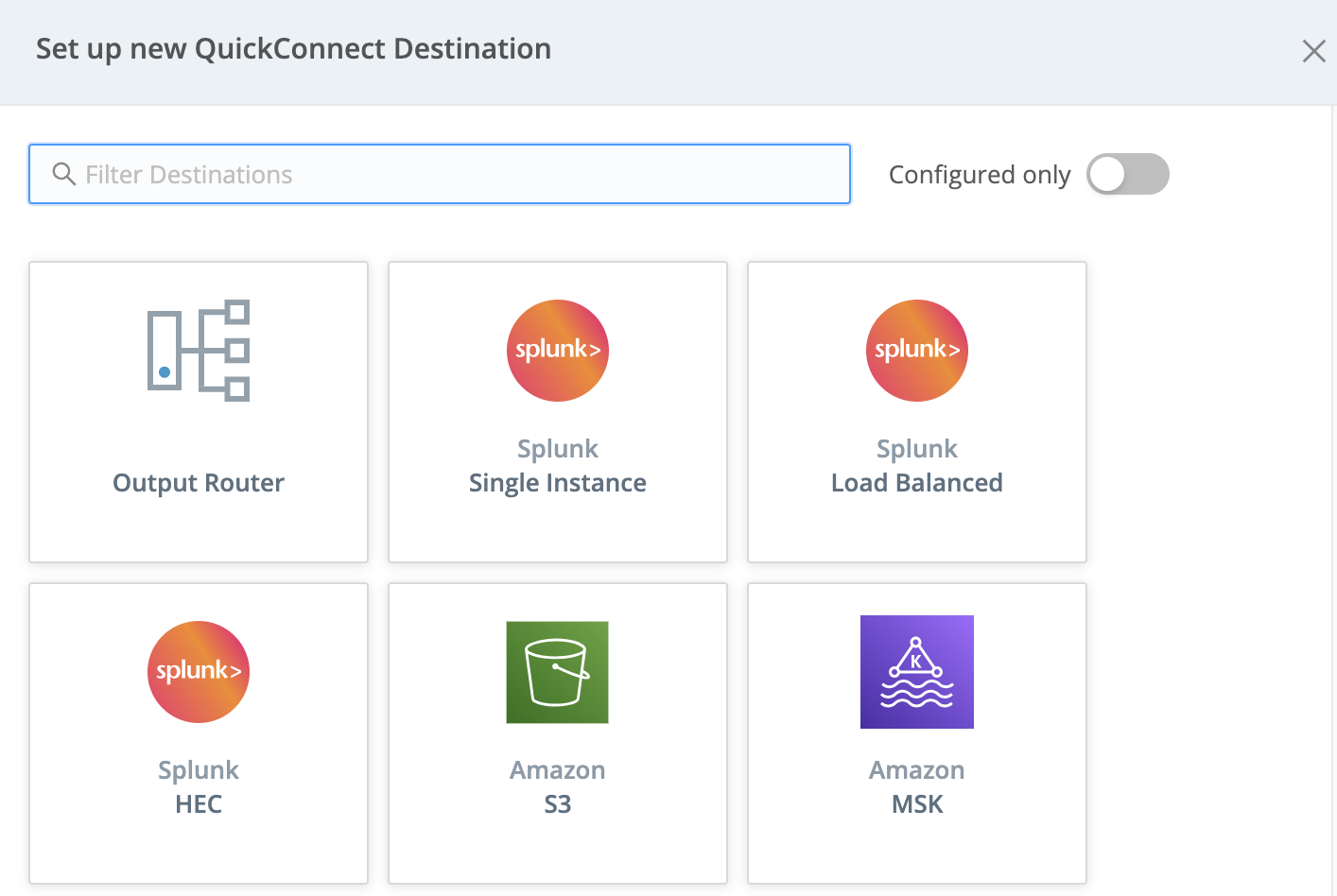 Selecting additional Destinations in QuickConnect