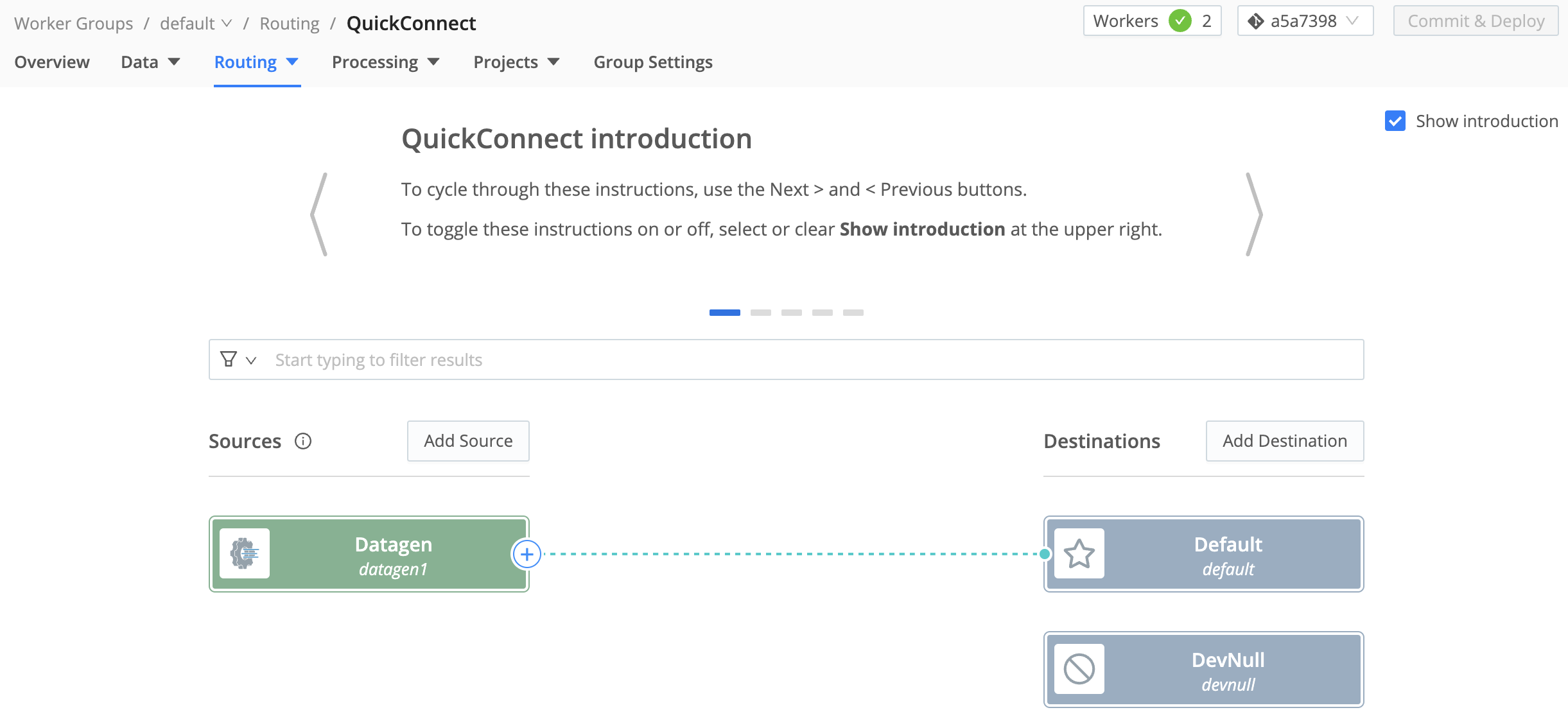 Configuring data flow in QuickConnect