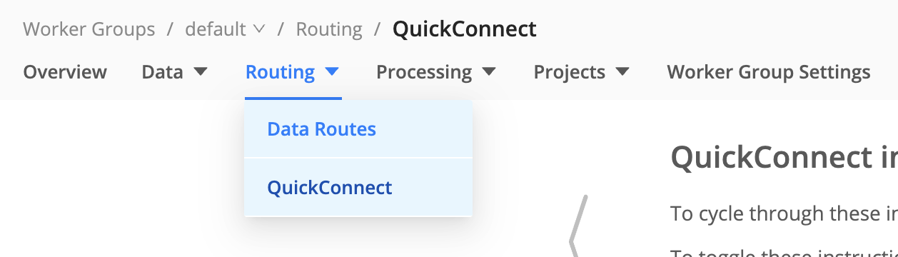 Traversing between QuickConnect and Data Routes