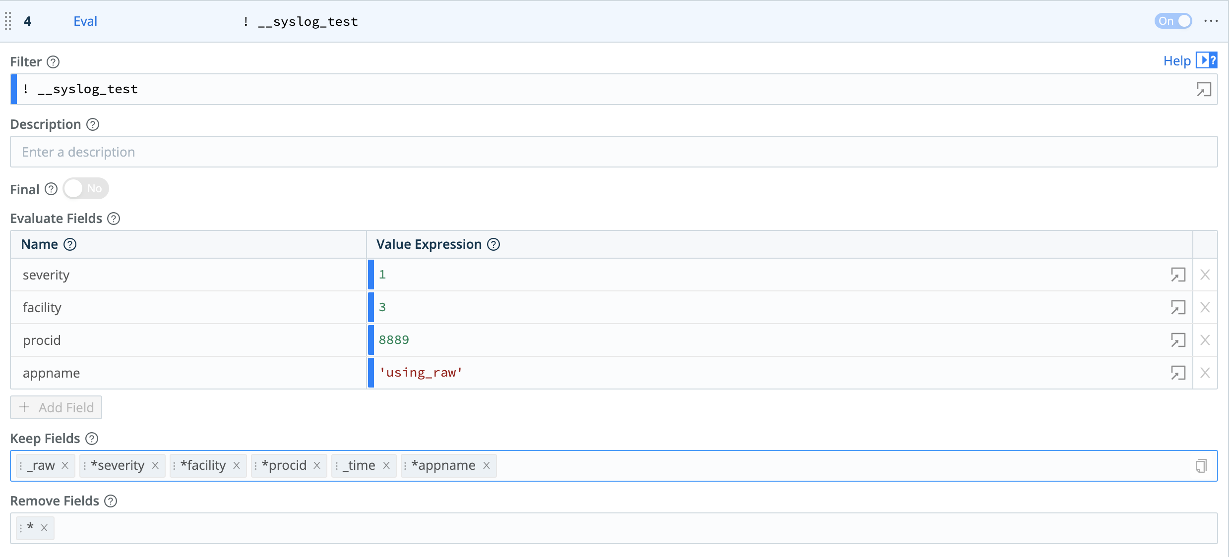Adding syslog decorations to _raw
