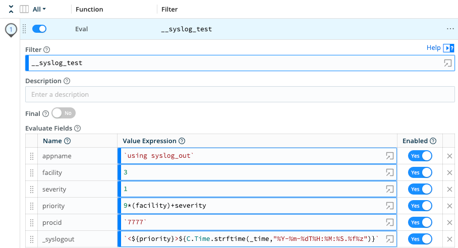 Adding __syslogout, _time to construct a valid syslog message