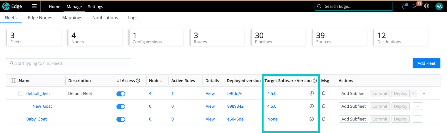 New Fleet upgrade interface
