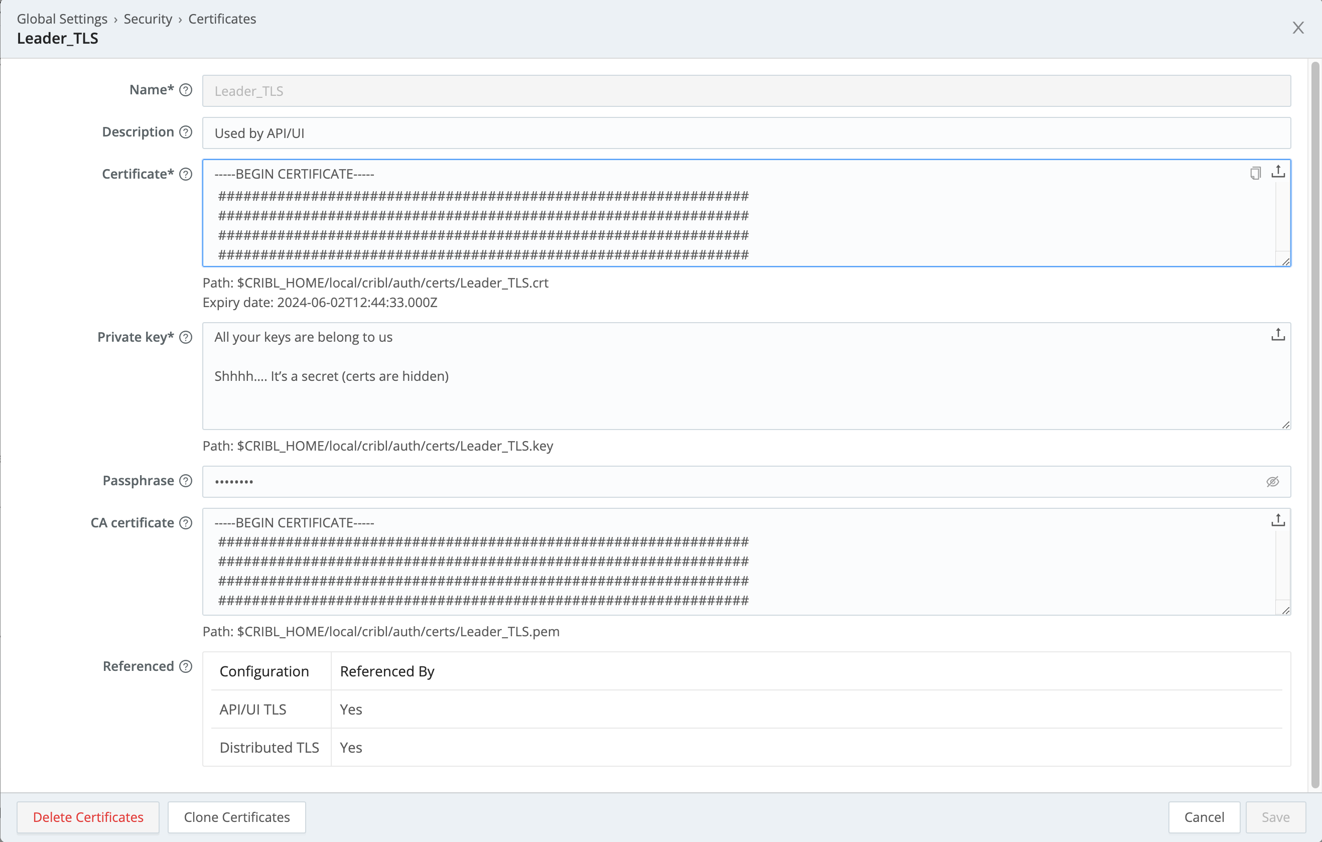 Leader&rsquo;s certificate modal, populated