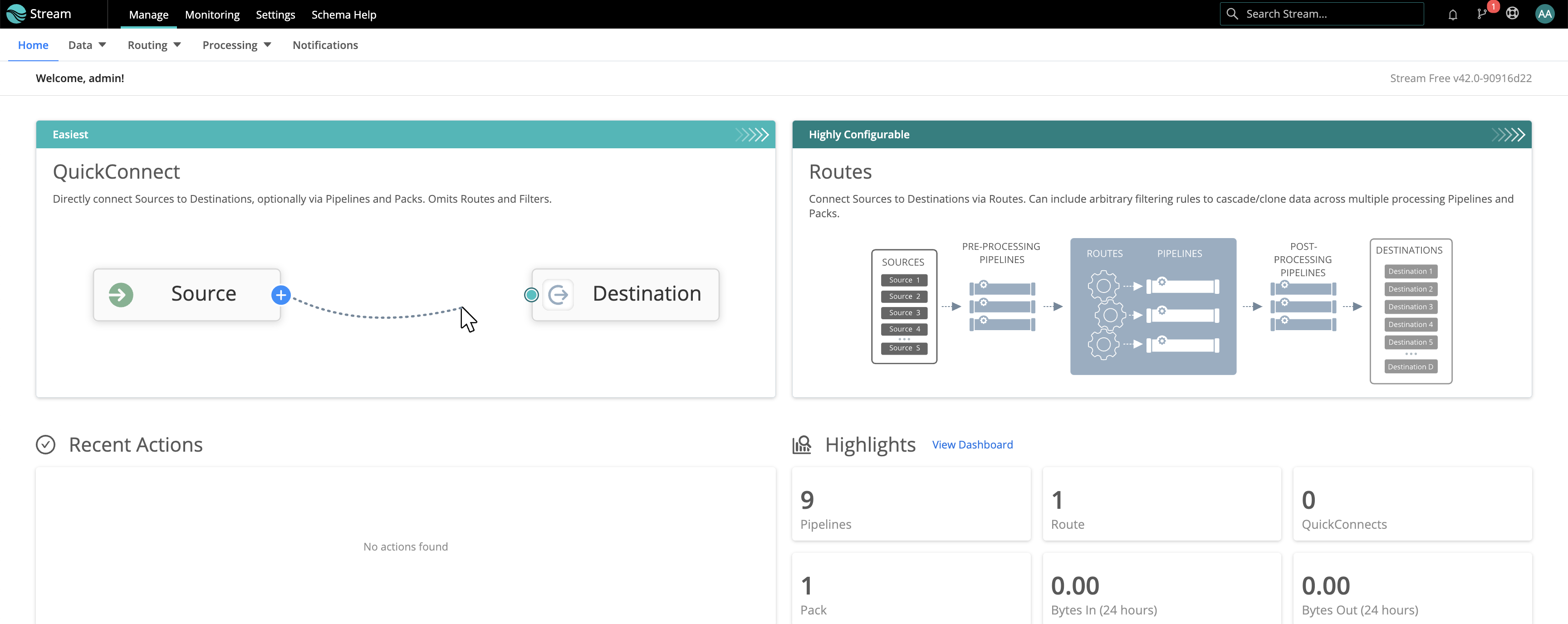 Home page in a single-instance deployment