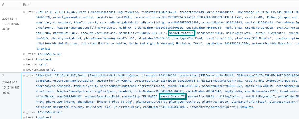 Filtered marketState value