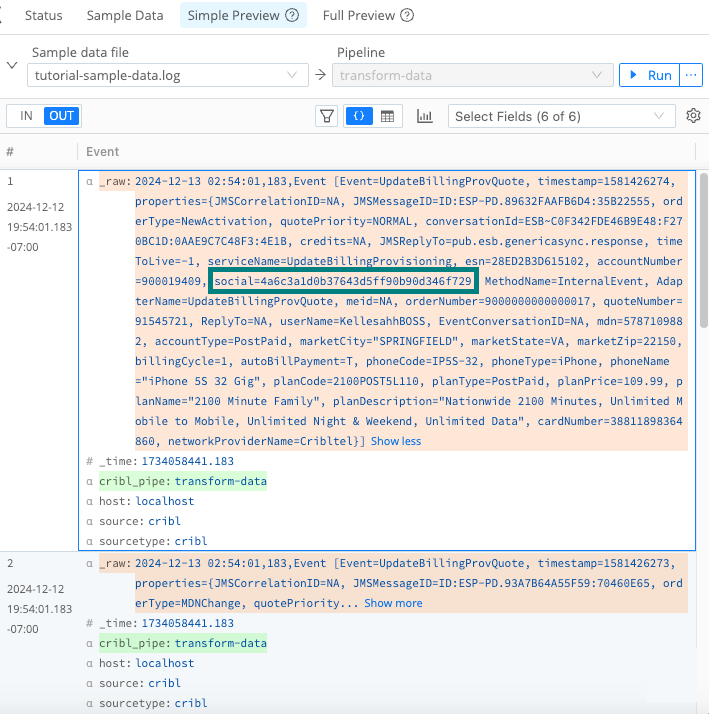Mask Function and hashed result