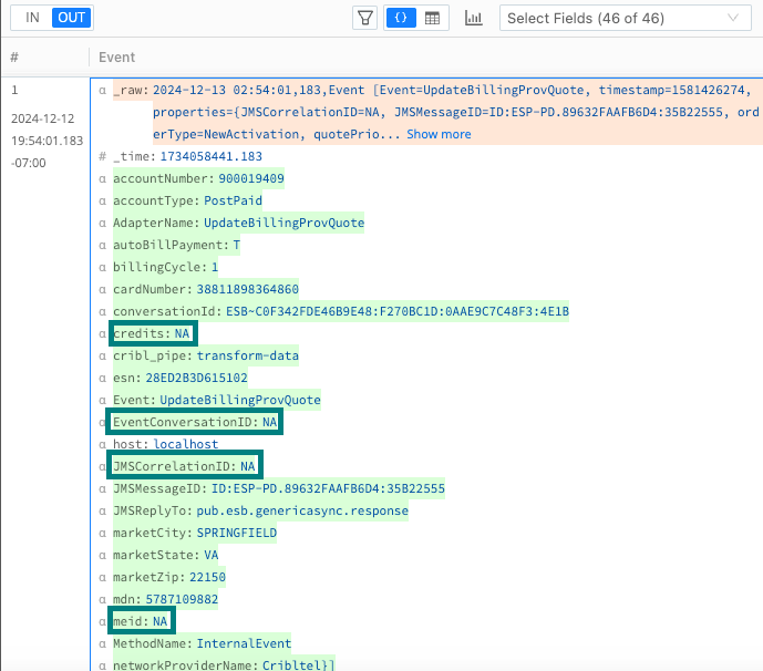 N/A Fields in Parsed Data