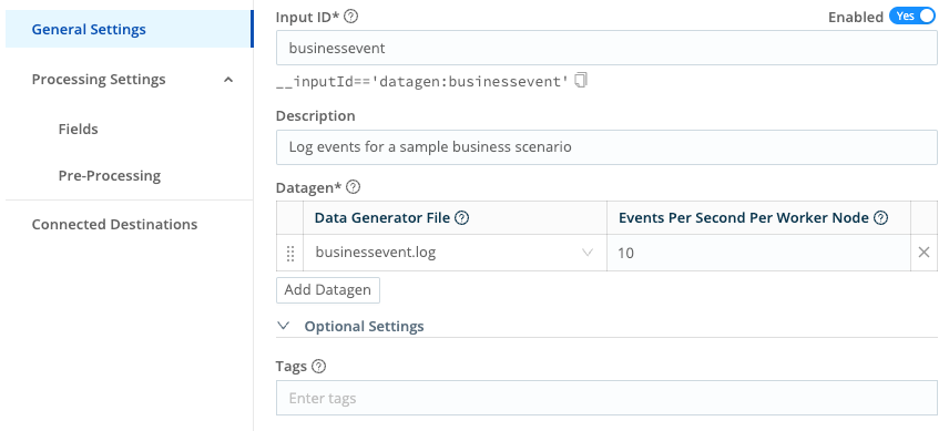 Configure a datagen Source