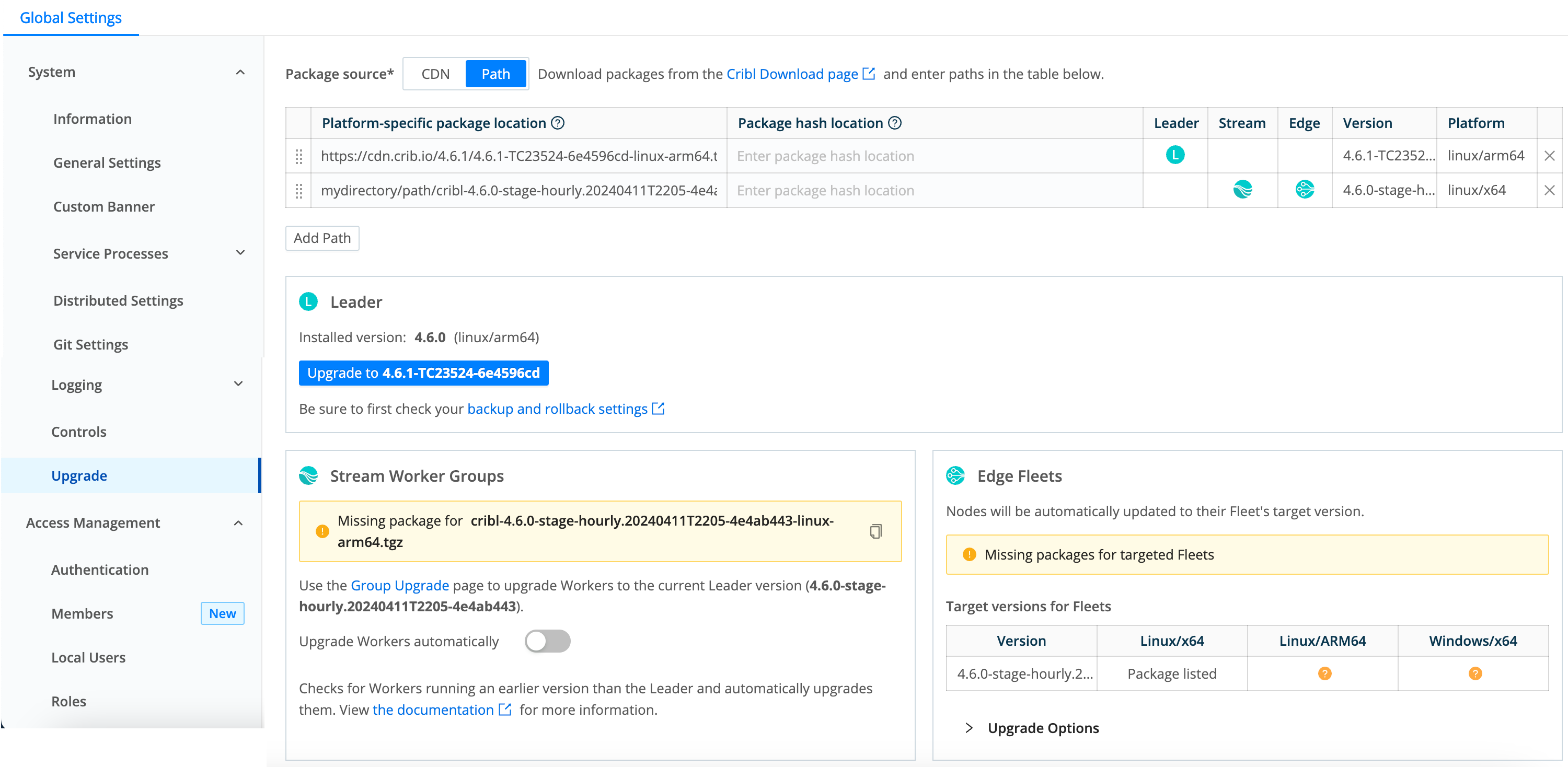 Upgrade Edge using Path