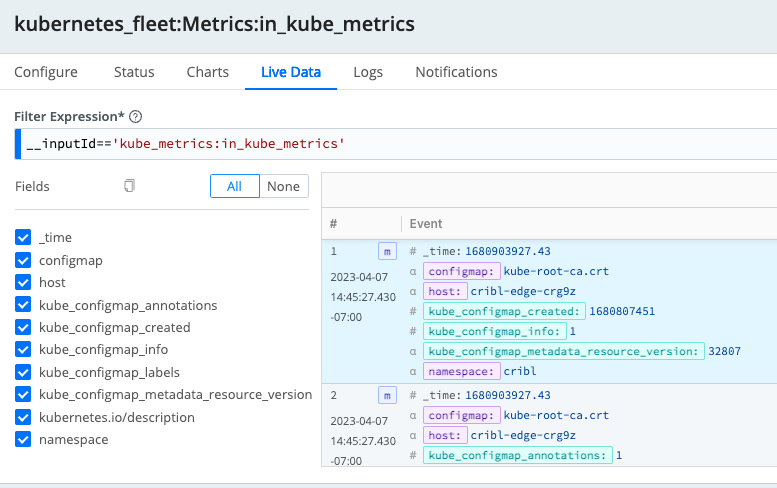 Live Data: Kubernetes Metrics Source